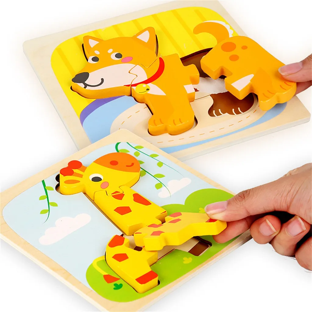 Мини-размер детская 3D головоломка Jigsaw Grasp доска головоломка день рождения дети мальчик девочка мультфильм Животные Обучающие игрушки-пазлы# g4