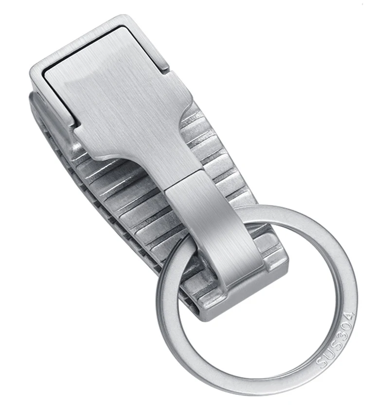 High Quality 304 Stainless Steel Car Key Chain Key Ring Men's Personality Vintage Belt Keychain Creative Wear Belt Pendant Gift