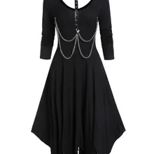Wipalo, Осеннее готическое женское платье, асимметричный платок-чокер-цепочки, платье с длинным рукавом, модное платье, Vestidos Femme