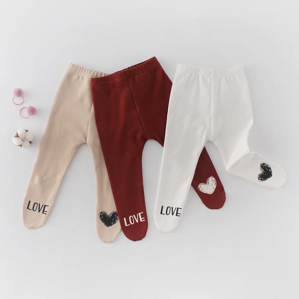 

Infant kids cotton cute heart panty-hose Spring autumn baby girls all-match casual leggings 0-2Y