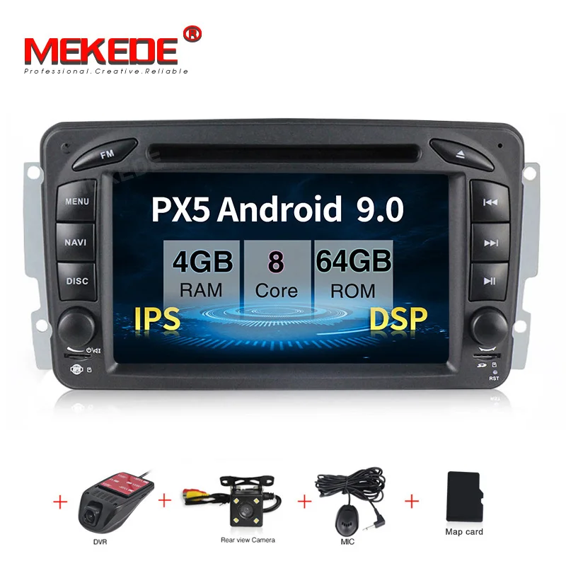 Mekede ips Android 9,0 подходит для Mercedes/бенз Слк W209/W203/W168/M/ML/W163/Viano/W639 автомобильный dvd-радиоплеер Опора GPS навигация - Цвет: 64G DVD CAMERA DVR