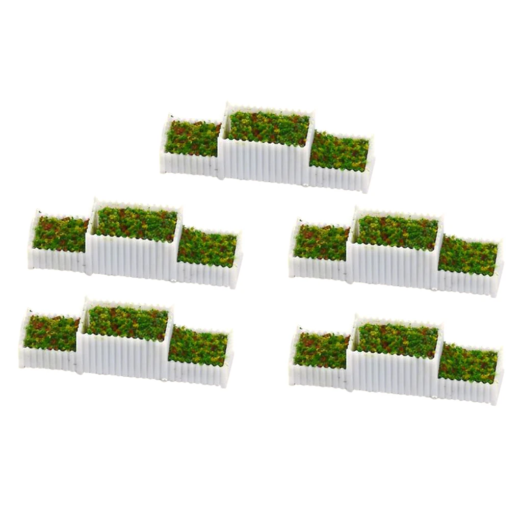 5pcs E Flower Beds Plants Mini Landscape Fairy Garden Dollhouse Decor 1/150