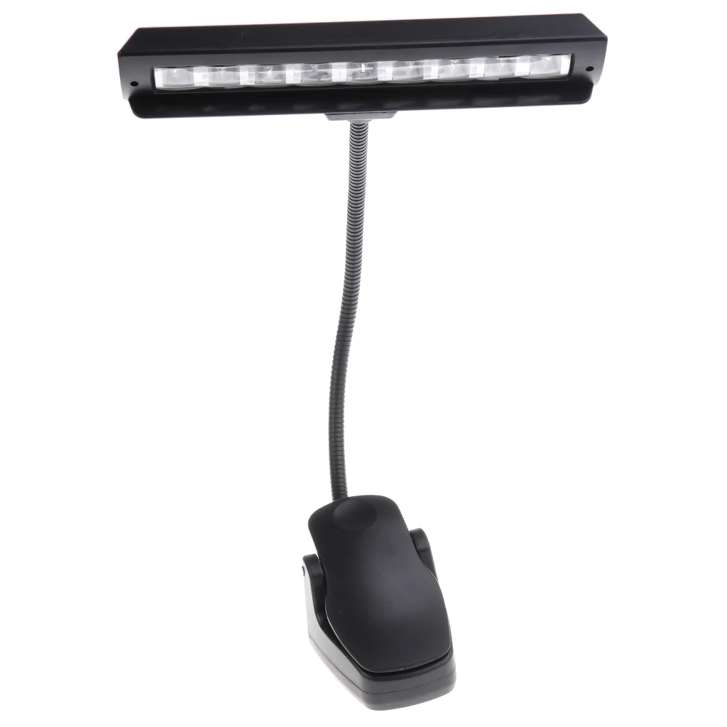  Adjustable Music Score Clip-on Reading Light 9 LED For Piano Stage Accessory Black