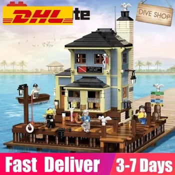 

2200PCS PG-12001 Creative Street View Fishing House Series Diving Shop Building Blocks Bricks Kids Toys Birthday Christmas Gifts