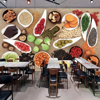 

Custom 3D Mural Wallpaper Spices Seasoning Spoon Ingredients Raw Materials Food Poster Wall Painting Kitchen Restaurant Decor