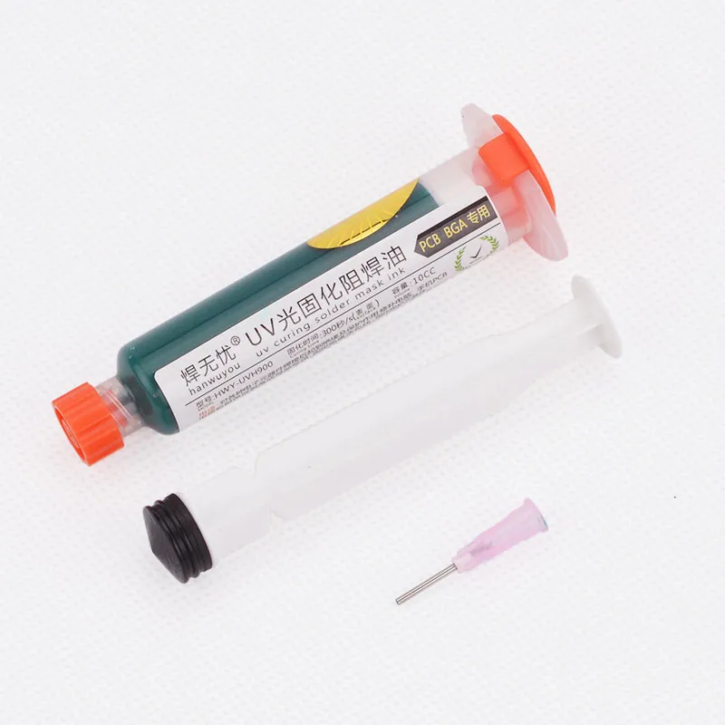 

UV Soldering Paste Flux 10CC For PCB BGA Circuit Board Protect Curable Solder Mask Welding Fluxe Oil +1 Syring Push Needle
