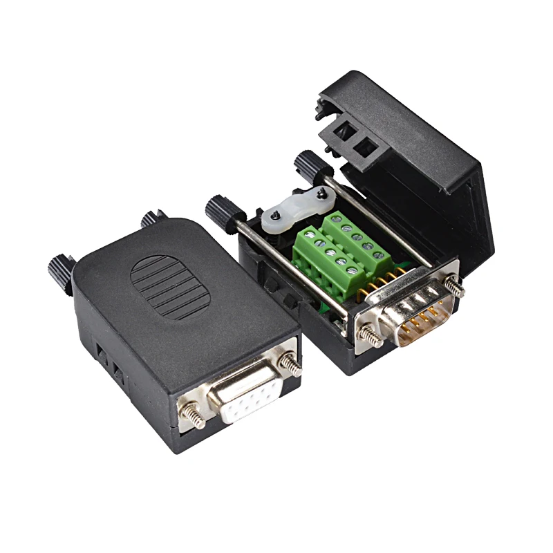 

DB9 Male Female Head Solder-free Serial Cable Adapter with Shell 485 Plug Rs232 COM Transfer Terminal