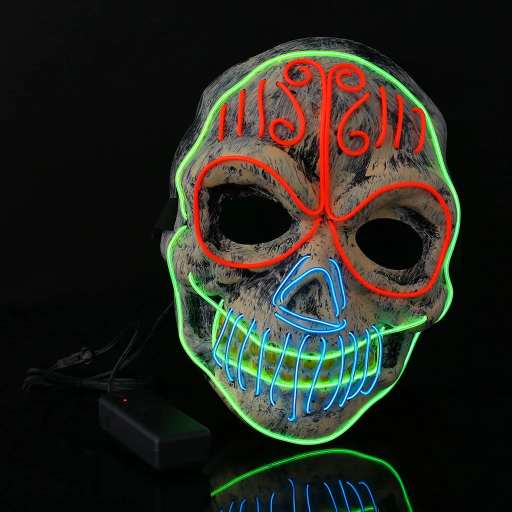 

New Led Mask Halloween Party Masque Masquerade Masks Neon Maske Light Glow In The Dark Mascara Horror Maska Glowing Masker Purge