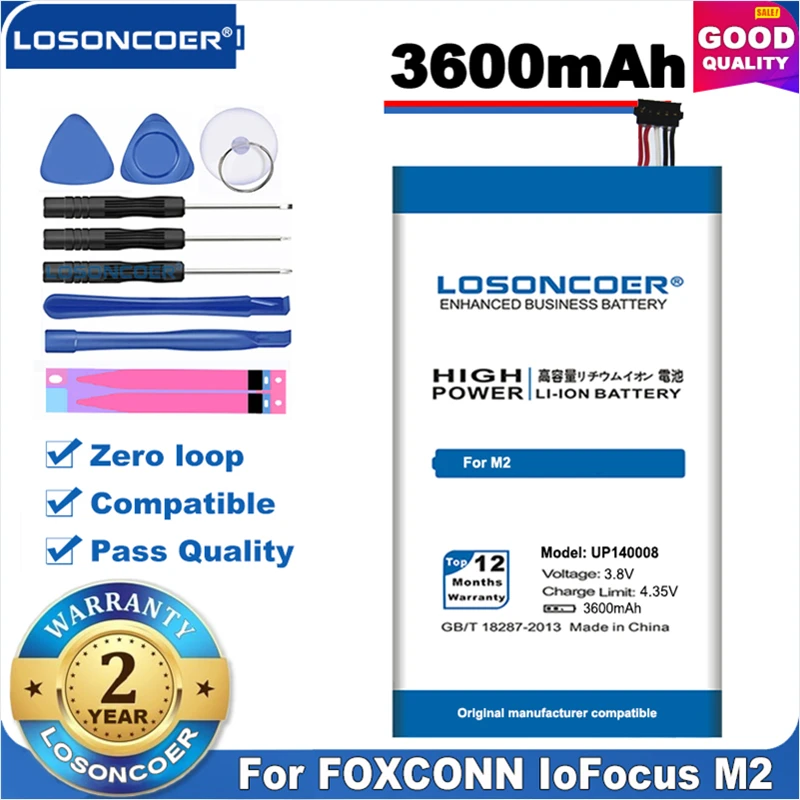 100% оригинал LOSONCOER 3600mAh UP140008 батарея для Foxconn InFocus M2 сотового телефона + Подарочные