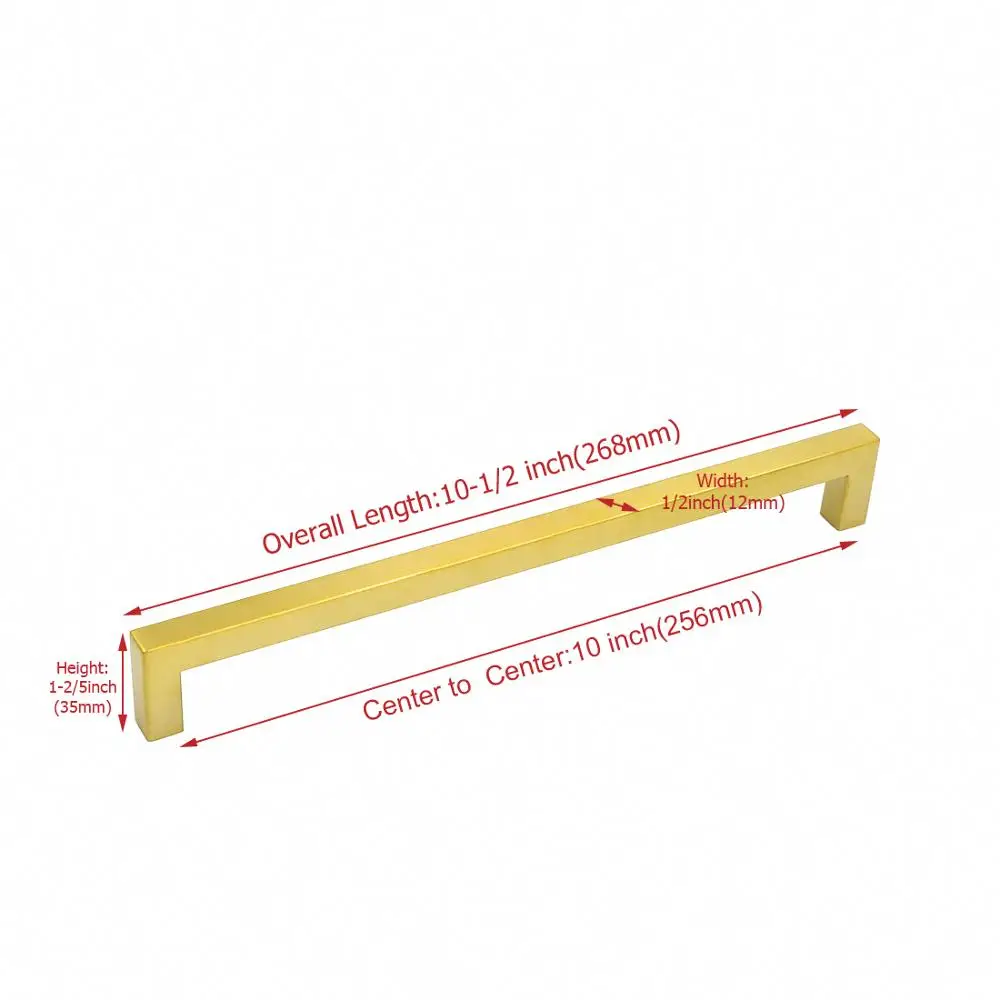 Hole centers256mm Золотая для шкафа ручки из матовой латуни ручки для шкафа ручки для ящика "~ 12,6" мебельная фурнитура Дверные ручки для шкафа золотые Hadles 1Pac - Цвет: Hole centers256mm