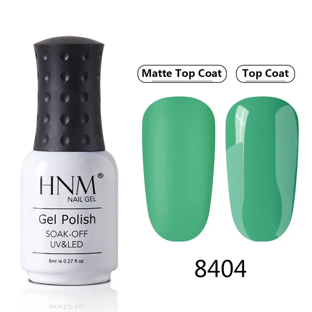 HNM Green Yellow Matte Effect Gel Nail Polish Need Matt Top Coat Base Semi Permanent UV LED Lamp Hybrid Varnishes Lacquer Gellak - Color: 8404