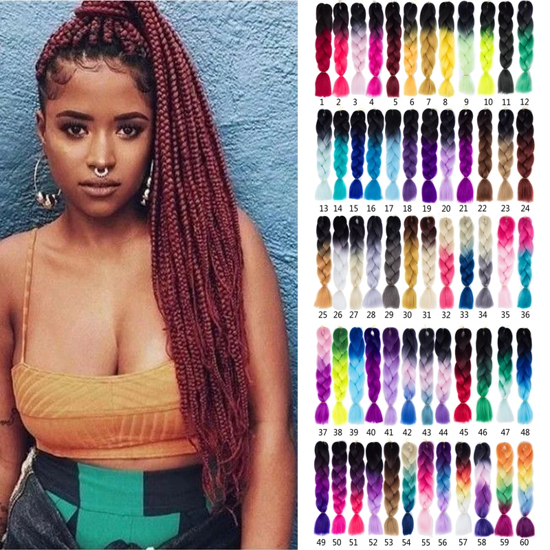 

YunRong 24''Jumbo Braids Ombre Color Synthetic Braiding Hair Extensions 100g for Crochet Hair Jumbo Synthetic Twist Braid
