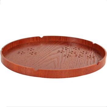 

Solid Wood Round Tray Japanese Cherry Tray Home Hotel Tableware Plate Fruit Snack Tray