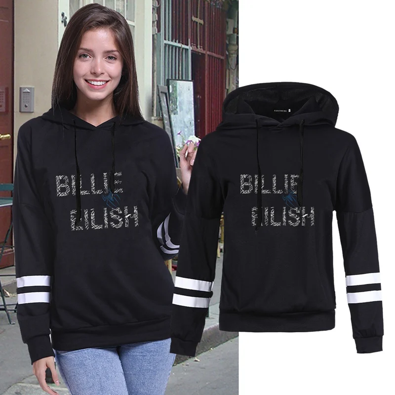 Billie Eilish осенне-зимние женские толстовки с капюшоном, Женский пуловер с буквенным принтом, повседневное пальто