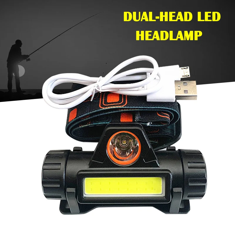 

1200mAh 200 Lumens Multi-functional USB Charging Double Lights Headlights Fishing Light with Side Magnet EDF88