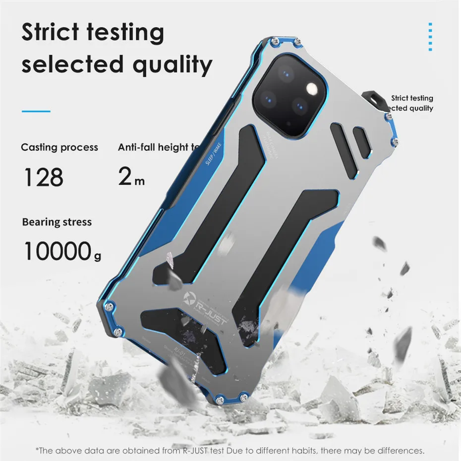 

R-JUST for iPhone 11 5.8 6.1 6.5 '' 2019 Metal Armor Case Luxury Shockproof Hard Phone Shell Cover for iPhone 11 Pro Max Coque