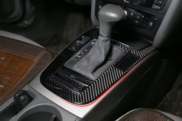Real Carbon Fiber Car Control Gear Shift Panel Cover Gearshift Panel Frame 3D Interior Sticker For Audi A4L / A5 2009