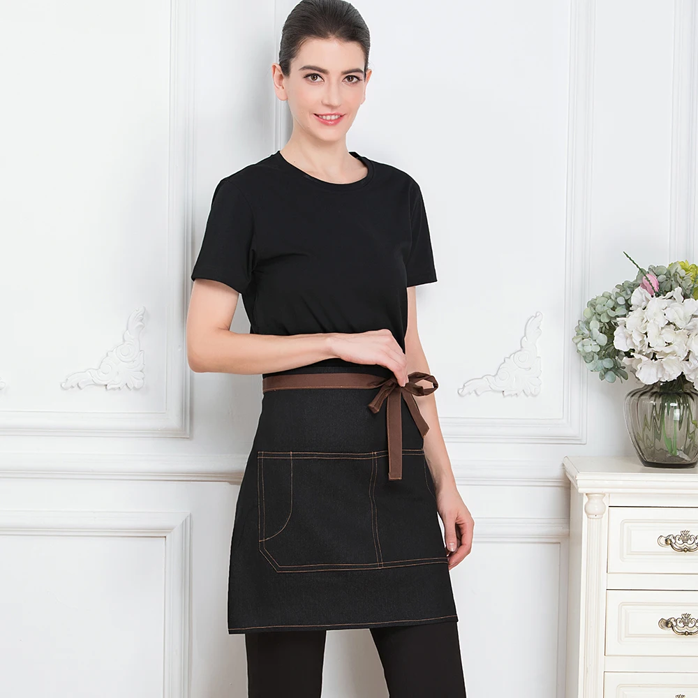 One Piece of Apron High Quality Wholesale Unisex Kitchen Hotel Coffee Shop Bakery Chef Waiter Cleaning Work Wear short Aprons