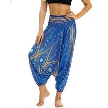 Women 2019 Elastic Waist 3D Floral Ethnic Pants Casual Loose Harem Pants Bloomers Trousers Summer Beach Bohemian Streetwear Women 2019 Elastic Waist 3D Floral Ethnic Pants Casual Loose Harem Pants Bloomers Trousers Summer Beach Bohemian Streetwear