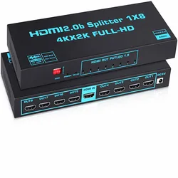 Commutateur de distributeur, 1 entrée 8 sorties, Compatible HDMI 4k 60hz, séparateur HDMI pour Studio de conférence, DVD, PS3 