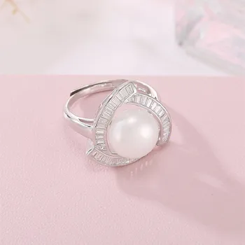 

Cross-Border New Silver Style Fashion Creative Natural Pearl Ring S925 Sterling Silver Accessories Jewelry
