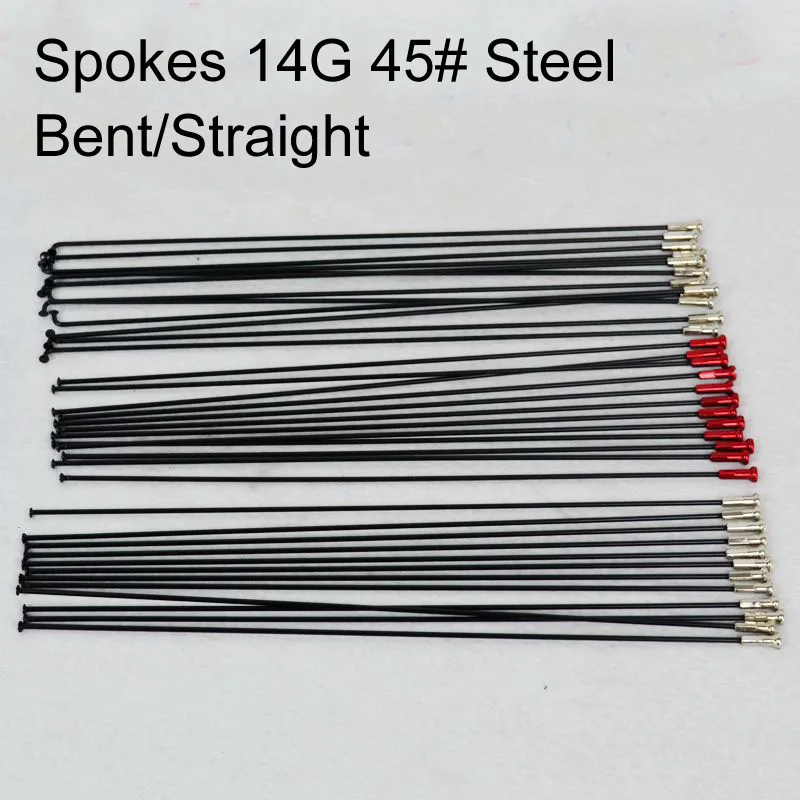 Bicycle Steel 45# 14G Spokes Stainless 2.0mm Bent Straight Pull With Red Nipples For Mountain Road Bike | Спорт и развлечения
