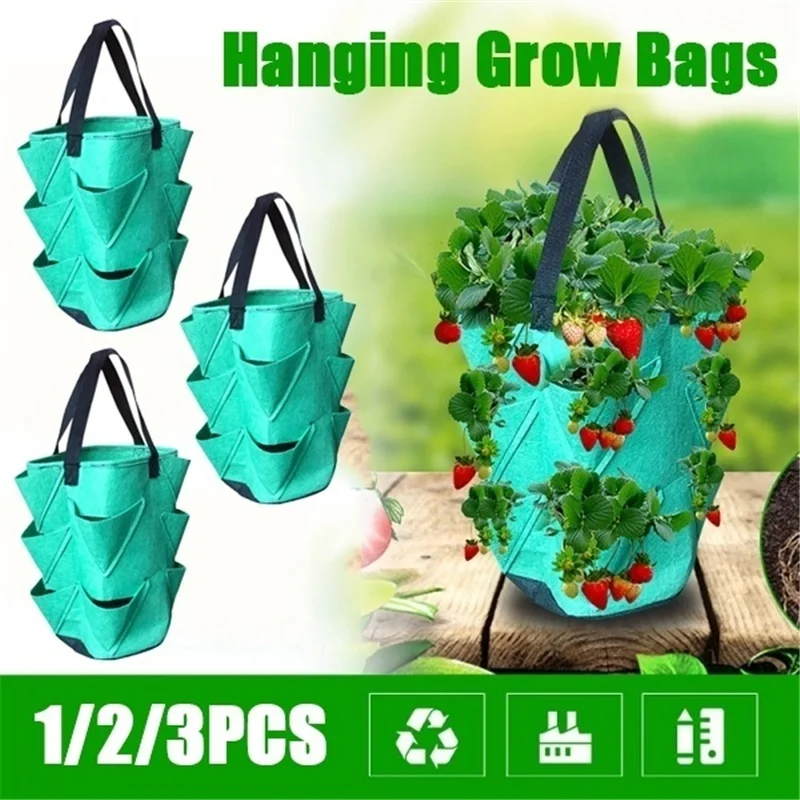 1/2/3pcs New Hanging Grow Bags Non Woven Fabric Garden Planting Bag