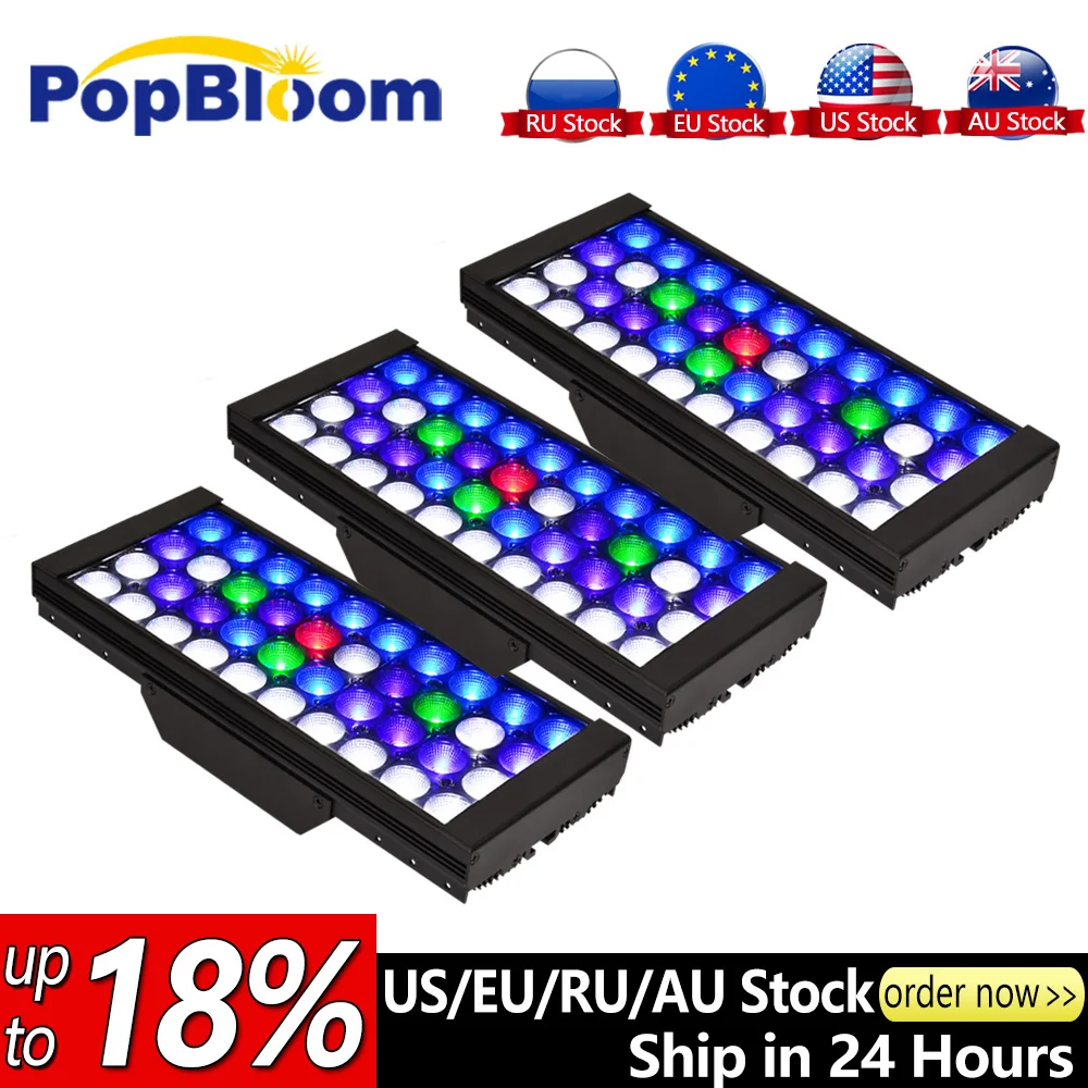 

3PCS PopBloom Aquarium Led Lighting for 150cm/60" Reef Led Light Aquarium Lighting Marine Aquarium Coral Led SPS LPS Turing30