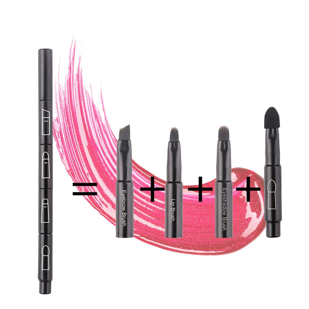 

4 Heads Cosmetics Concealer Soft Fiber Blending Multifunction Eyeshadow Retractable Portable Smooth Metal Rod Tool Makeup Brush