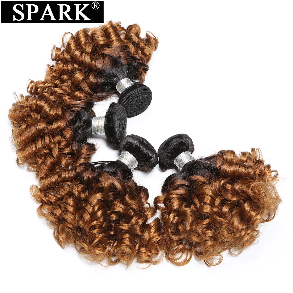 Closeout Hair-Bundles Human-Hair-Extension Spark Bouncy Curly Remy Peruvian Ombre Loose Women R6qBQYeZl