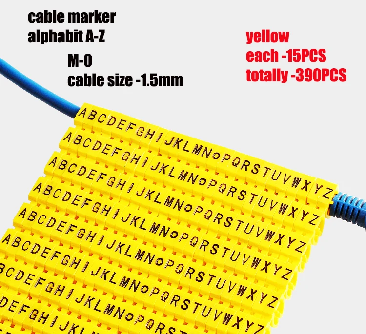 Пластик маркировки кабеля зажим m-0 m-1 M-2 m-3 alphabit маркировки кабеля AZ кабель размеры 1,5 SQMM желтый кабель изоляция кабеля маркировки