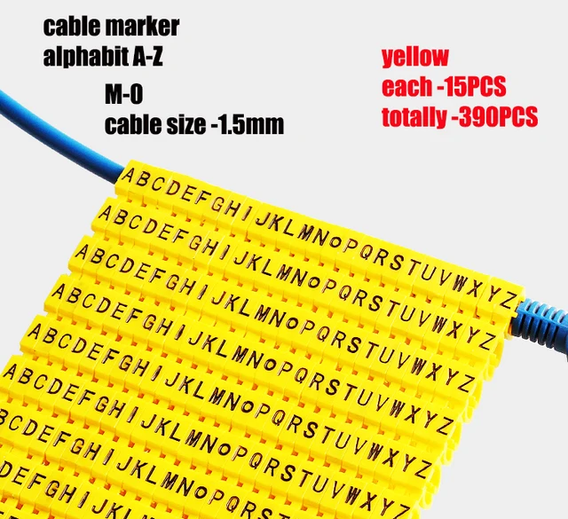 Plastic cable marking clip m-0 m-1 m-2 m-3 alphabit cable marking AZ cable size 1.5 SQMM yellow cable insulation cable marking