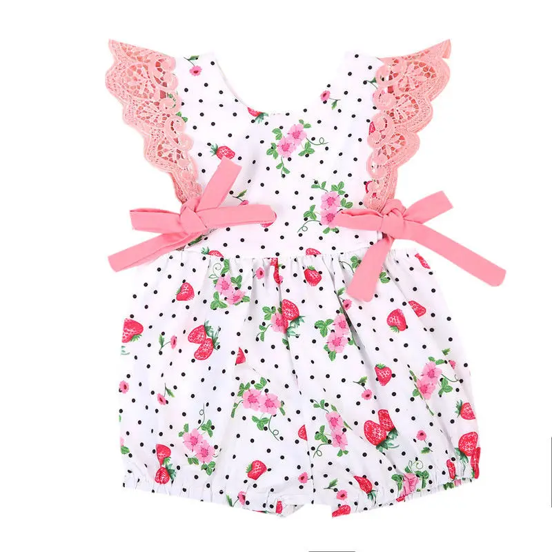 

2019 Cute Infant Kids Baby Girls Strawberry Romper Jumpsuit Outfits Clothes Sunsuit Brief Casual Rompers Clothing Sunsuits