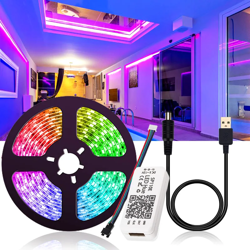 WS2812b светодиодная полоса с адресом огни с приложением Bluetooth Управление светодиодный, USB Светодиодная лента RGB Мечта цвет светодиодные гибкие огни полосы