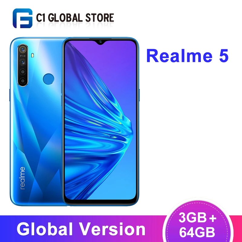 Глобальная версия realme 5 смартфон с восьмиядерным процессором Snapdragon 665 ОЗУ 3 ГБ ПЗУ