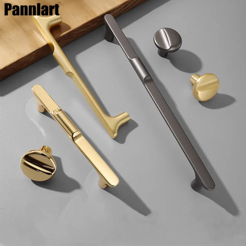 Pannlart 1 Pc Light Luxury Door Handles Gold Kitchen Cabinet Knobs Zinc Alloy Wardrobe Drawer Furniture Hardware | Обустройство дома