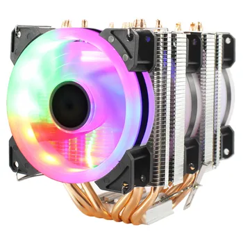 

3/4PIN RGB LED CPU Cooler 6-Heatpipe Dual Tower 12V 9cm 3-Fan Cooling Heatsink Radiator for LGA 1150/1151/1155/1156/775/1366 AMD