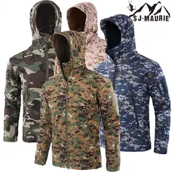 Открытый камуфляж Водонепроницаемый Softshell ветрозащитный Тактический Охота куртка рыбалка треккинг ватки Для мужчин пальто военный куртка