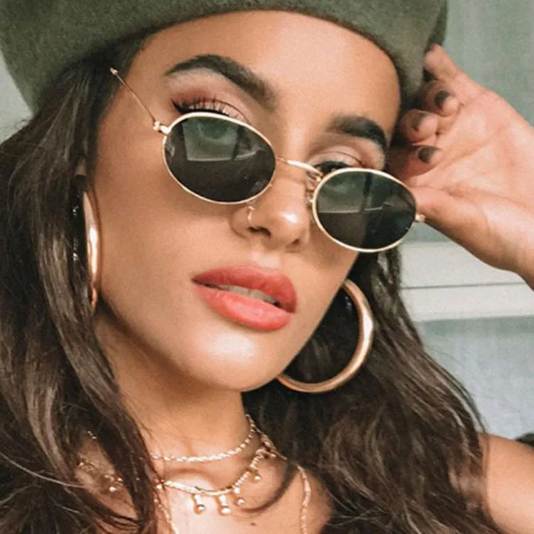 

Retro Oval sunglasses Women 2021 Luxury Brand Designer Vintage Small Black Red Yellow Men Shades Sunglasses Oculos UV400