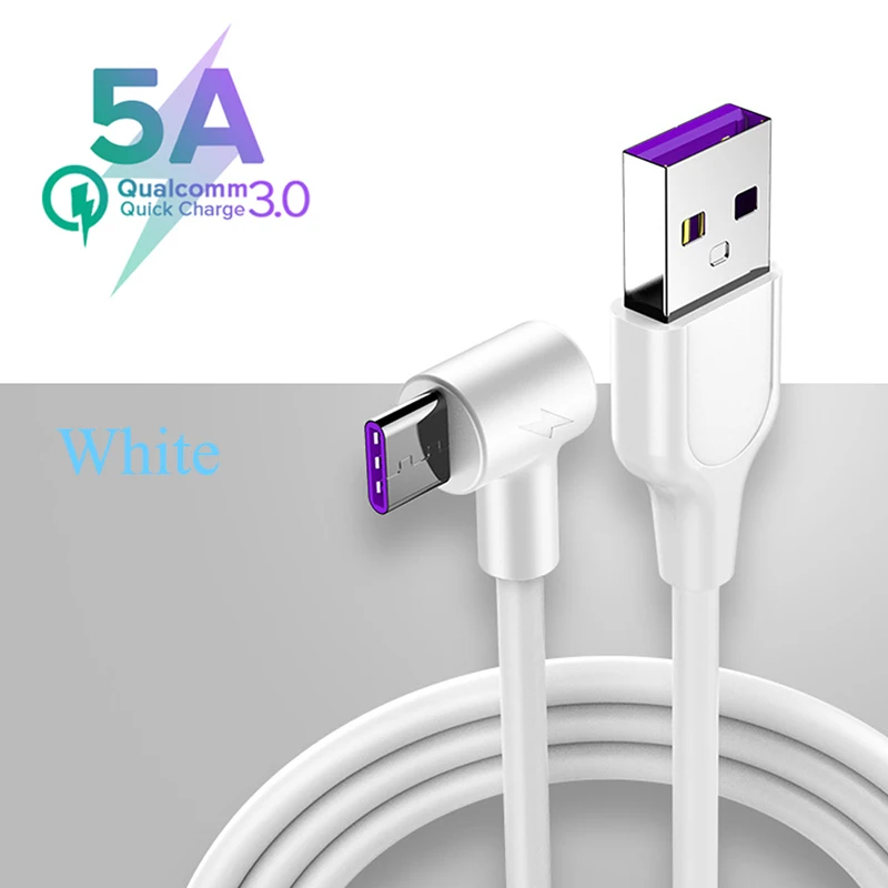 White 1m 2m type C USB кабель для samsung S10 S9 S8 5A супер быстрая зарядка для huawei mate 20 10 Plus P30 P20 Pro 5A провод для быстрой зарядки - Цвет: White