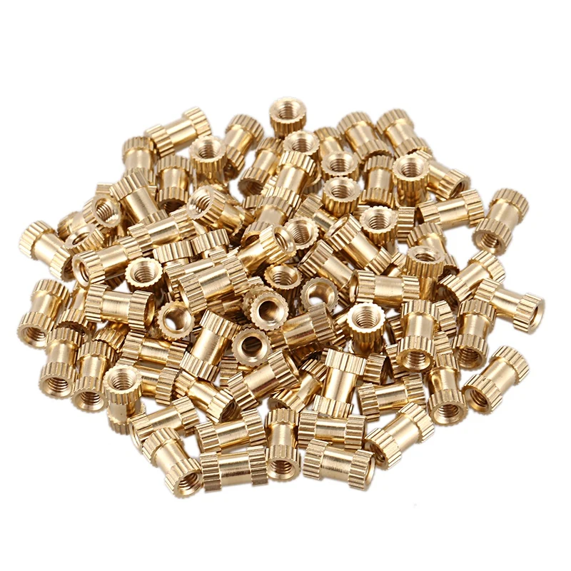 100 шт M3x8mm прострочка круглый металлический бесконечный винт Резьба вставка кости латунный тон