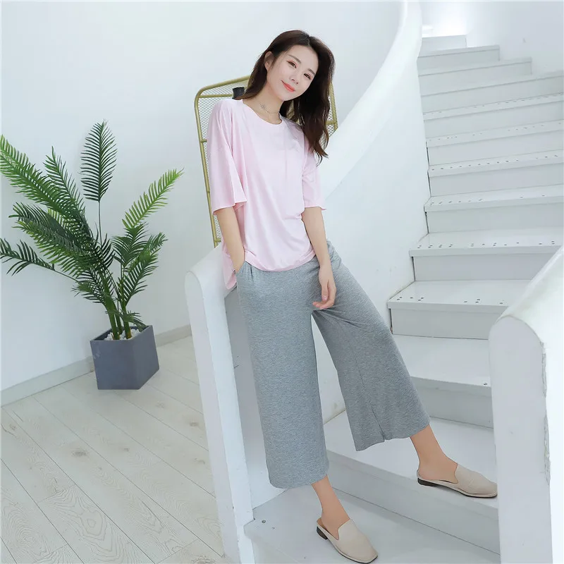 

Новая женская пижама из модала мягкая свободная Пижама всех размеров женская летняя крутая Повседневная и удобная домашняя одежда с коротким рукавом