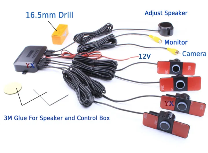 Koorinwoo Видимый 16,5 мм парктроник двухъядерный автомобильный парковочный датчик 4 радара сигнализация система заднего вида Видео Парковочная система