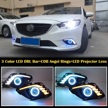 

Fog Light Kit DRL+Yellow Turn Lights+LED Bulbs COB Angel Rings Projector Lens Cover Fit For Mazda 6 Atenza 2014-2016