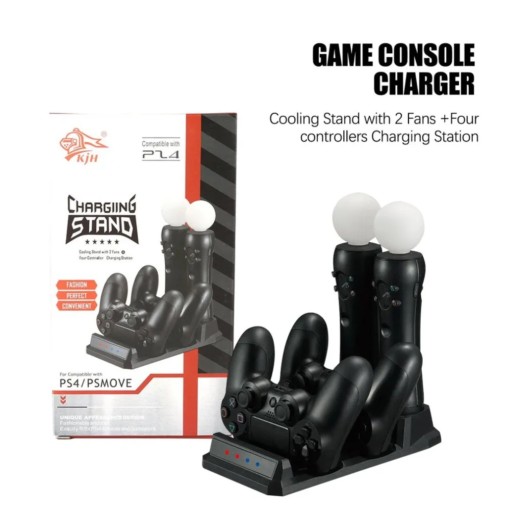 Для Playstation 4 PS4 Slim Pro PS VR PS Move Motion контроллеры 4 в 1 Зарядное устройство USB зарядная док-станция Подставка для хранения с колпачками