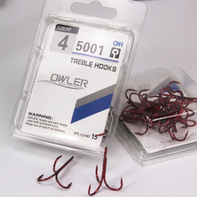 Owler 5001 Red Triple Fishing Hooks Sea Fishing Gear Accessories