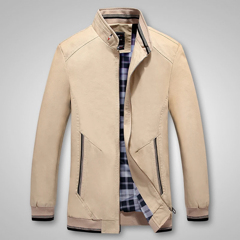 

Jacket Men New Cotton Washed High Quality Men's Jacket with Wide Stand Collar