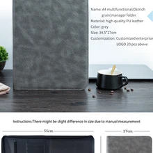 А4 Папка для документов Padfolio серая кожаная сумка для конференций офисные школьные принадлежности портфель папка для файлов менеджер с калькулятором