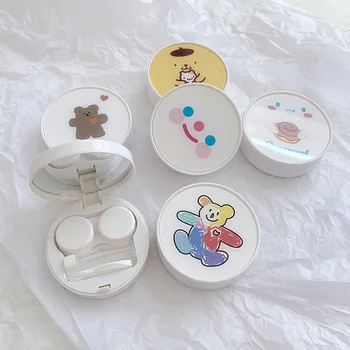 

Cosmetic Contact Box INS Korean White Simple Style Cartoon Contact Lens Companion Box Double Box Portable Care Box