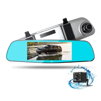 

L702 Touch Screen 7-Inch Driving Recorder with Reversing Video Front and Back Dual Lens Rear View Mirror One-piece Ling Tong 624